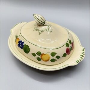 Adams Royal Ivory Titian Ware Fruit #1346B Covered Serving Dish Hand Painted